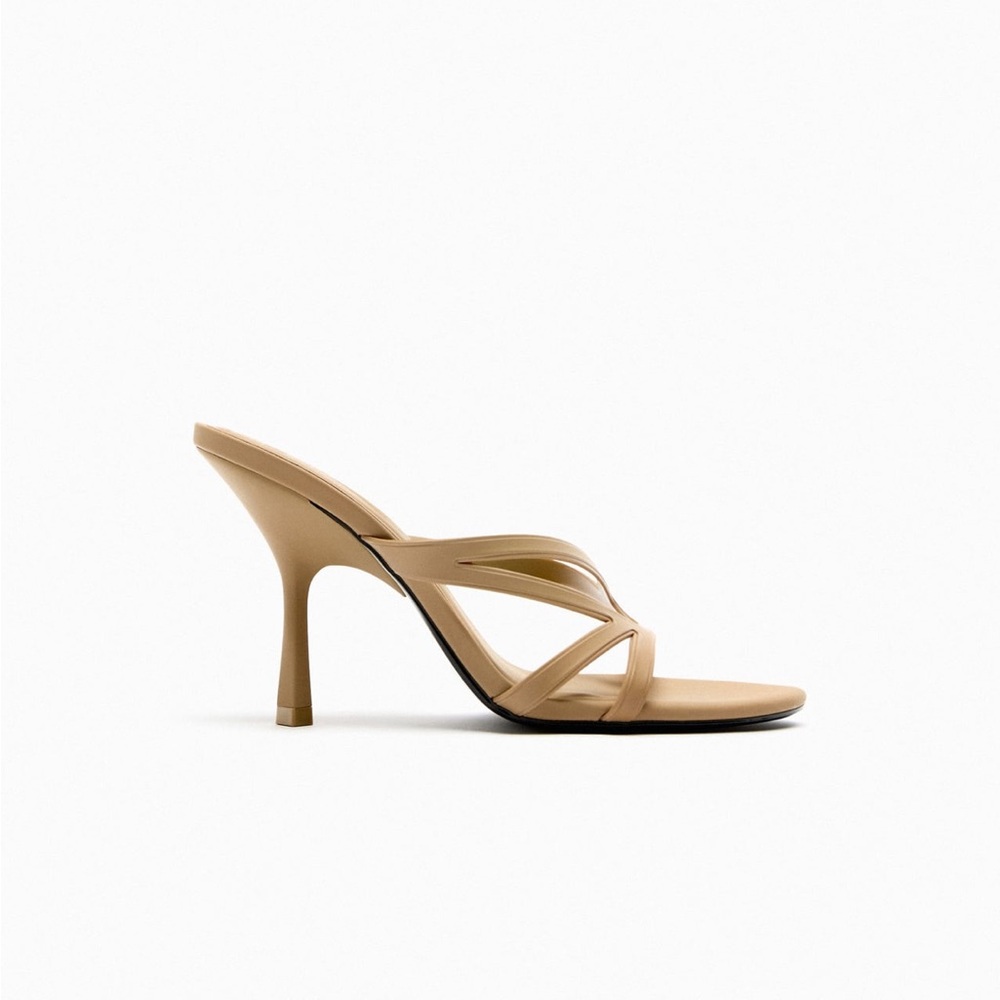 Zara Tan Strappy High Heel Mule